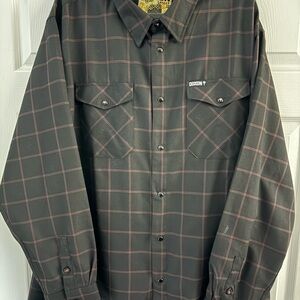 DIXXON Men's Black and Red Plaid Shirt